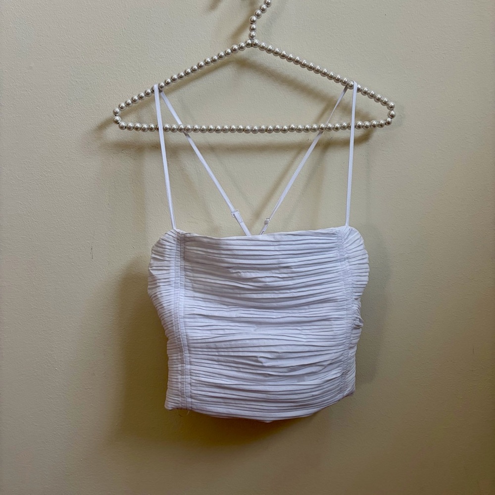 Madewell Poplin Crop Tube Top NWT in Eyelet White - Picture 2 of 7